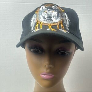 Wolf Dreamcatcher Embroidered Native Pride Black Adjustable Hat Cap